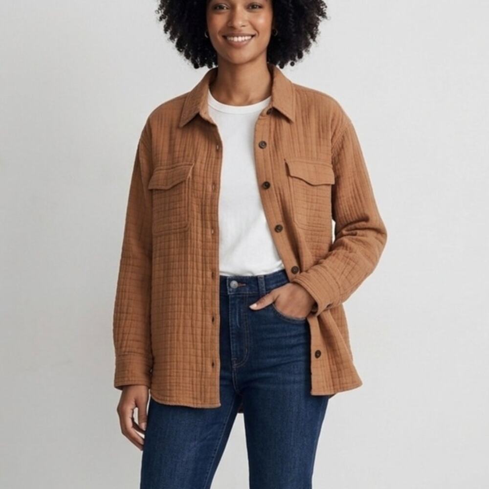 Madewell Women's Lightspun Flap-Pocket Oversized Ex-Boyfriend Shirt Gauze XL